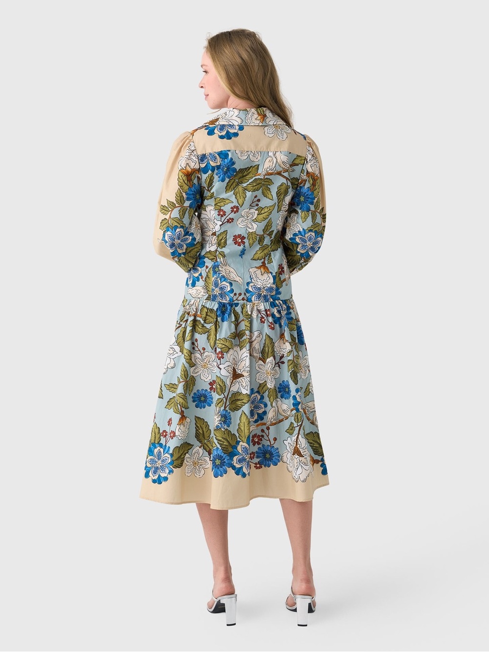 FARM RIO Women's Garden Scarf Long Sleeve Midi Dress XL - Picture 2 of 7